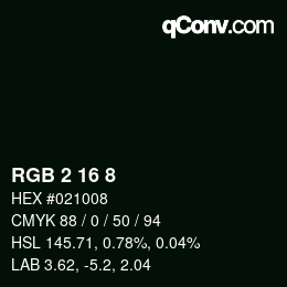 カラーコード: RGB 2 16 8 | qconv.com