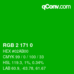 Color code: RGB 2 171 0 | qconv.com