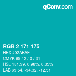 Color code: RGB 2 171 175 | qconv.com