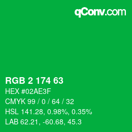 Color code: RGB 2 174 63 | qconv.com