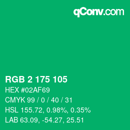 Color code: RGB 2 175 105 | qconv.com
