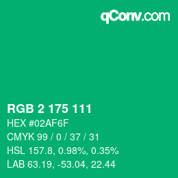 Color code: RGB 2 175 111 | qconv.com