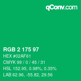Color code: RGB 2 175 97 | qconv.com