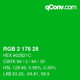 Color code: RGB 2 178 28 | qconv.com
