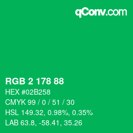 Color code: RGB 2 178 88 | qconv.com