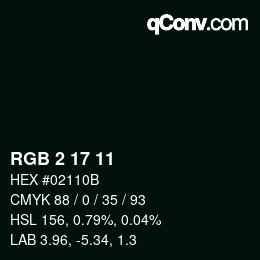 Color code: RGB 2 17 11 | qconv.com