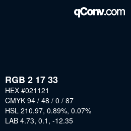 Color code: RGB 2 17 33 | qconv.com