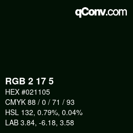 Color code: RGB 2 17 5 | qconv.com