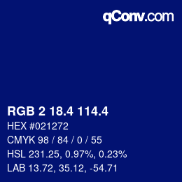 カラーコード: RGB 2 18.4 114.4 | qconv.com