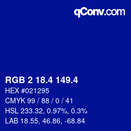 カラーコード: RGB 2 18.4 149.4 | qconv.com