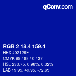 カラーコード: RGB 2 18.4 159.4 | qconv.com