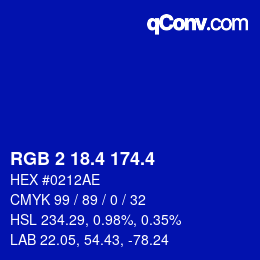 カラーコード: RGB 2 18.4 174.4 | qconv.com