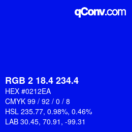 カラーコード: RGB 2 18.4 234.4 | qconv.com
