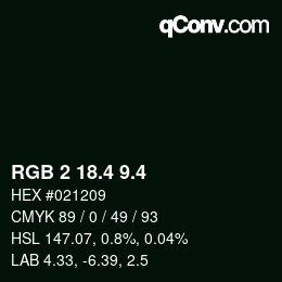 カラーコード: RGB 2 18.4 9.4 | qconv.com