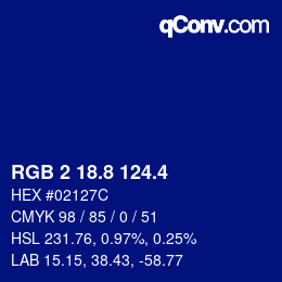 カラーコード: RGB 2 18.8 124.4 | qconv.com