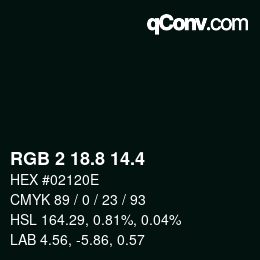 カラーコード: RGB 2 18.8 14.4 | qconv.com