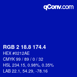 カラーコード: RGB 2 18.8 174.4 | qconv.com