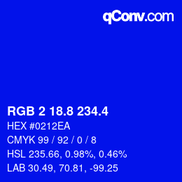 カラーコード: RGB 2 18.8 234.4 | qconv.com
