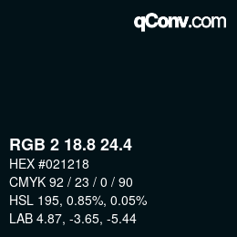カラーコード: RGB 2 18.8 24.4 | qconv.com