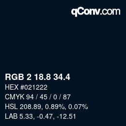 カラーコード: RGB 2 18.8 34.4 | qconv.com