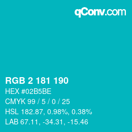 Color code: RGB 2 181 190 | qconv.com