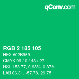 Color code: RGB 2 185 105 | qconv.com