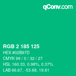 Color code: RGB 2 185 125 | qconv.com