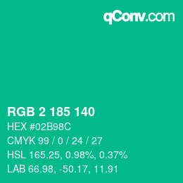 Color code: RGB 2 185 140 | qconv.com