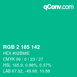 Color code: RGB 2 185 142 | qconv.com