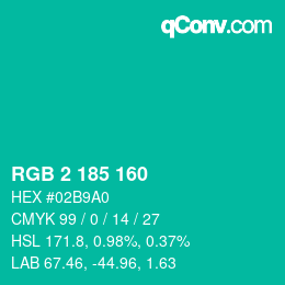 Color code: RGB 2 185 160 | qconv.com
