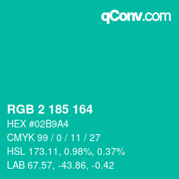 Color code: RGB 2 185 164 | qconv.com