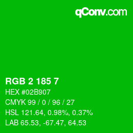 カラーコード: RGB 2 185 7 | qconv.com