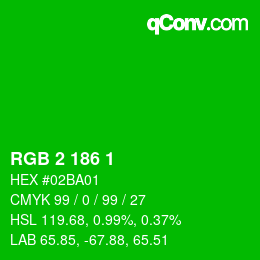 Color code: RGB 2 186 1 | qconv.com