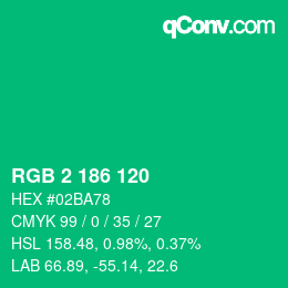 Color code: RGB 2 186 120 | qconv.com