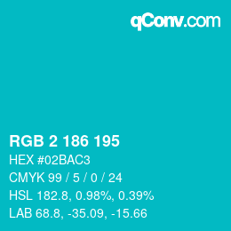 Color code: RGB 2 186 195 | qconv.com