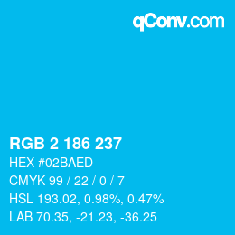カラーコード: RGB 2 186 237 | qconv.com