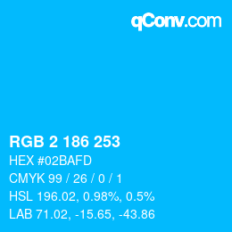 Color code: RGB 2 186 253 | qconv.com