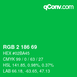 Color code: RGB 2 186 69 | qconv.com