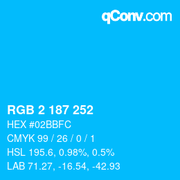 Color code: RGB 2 187 252 | qconv.com