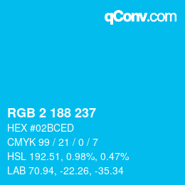 Color code: RGB 2 188 237 | qconv.com