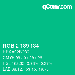 Color code: RGB 2 189 134 | qconv.com