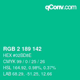 Color code: RGB 2 189 142 | qconv.com