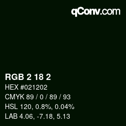 カラーコード: RGB 2 18 2 | qconv.com