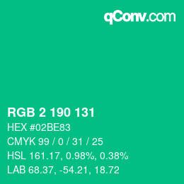 Color code: RGB 2 190 131 | qconv.com
