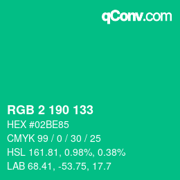 Color code: RGB 2 190 133 | qconv.com