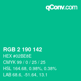 Color code: RGB 2 190 142 | qconv.com