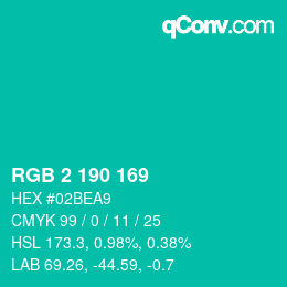 Color code: RGB 2 190 169 | qconv.com