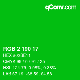 Color code: RGB 2 190 17 | qconv.com