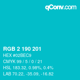 Color code: RGB 2 190 201 | qconv.com