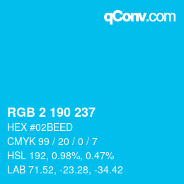 Color code: RGB 2 190 237 | qconv.com